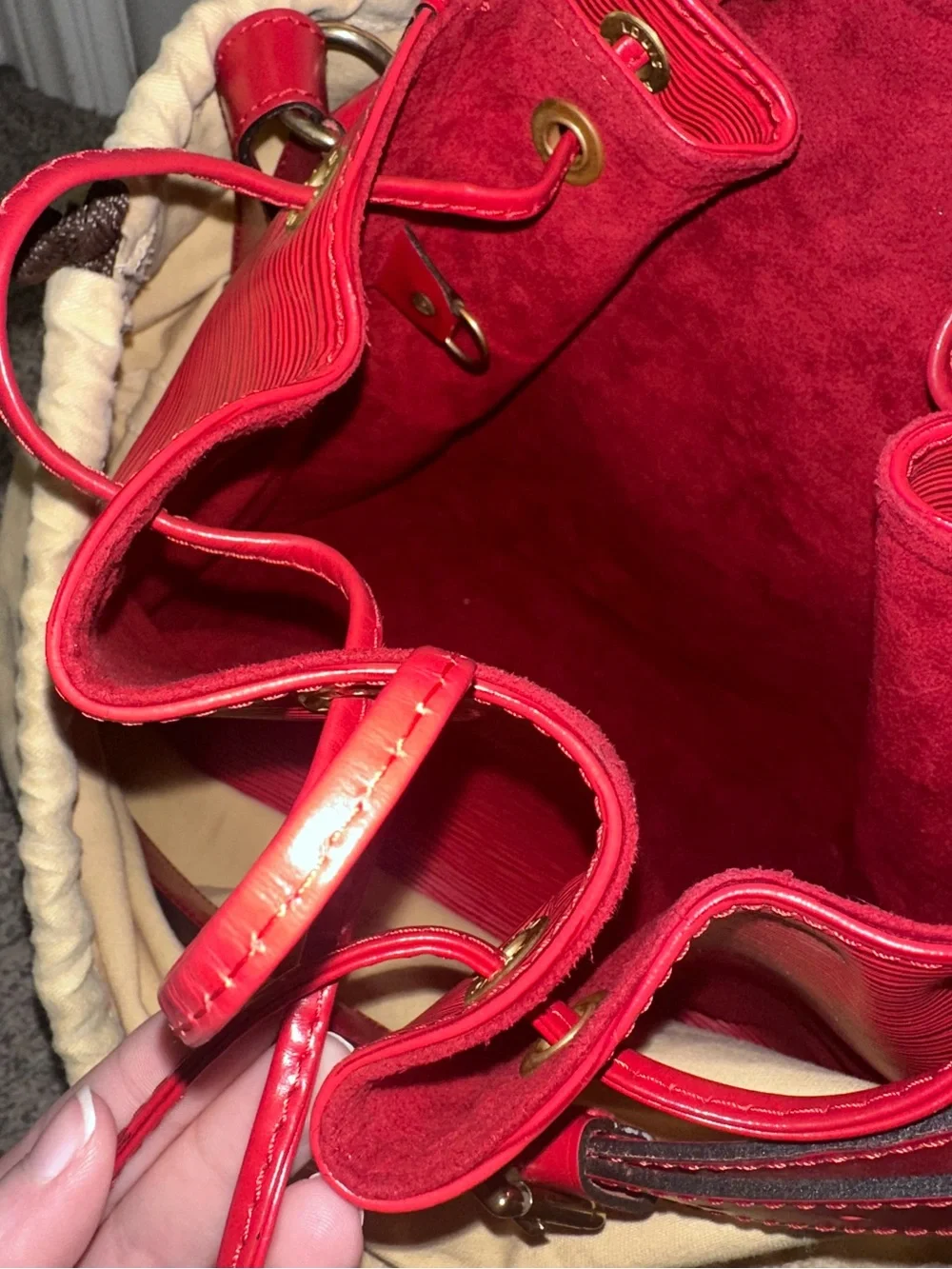 Red Epi Leather Louis Vuitton Noé GM